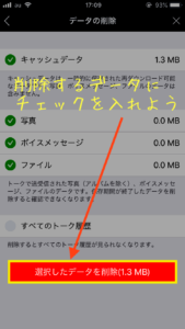 LINEキャッシュデータ：データの削除